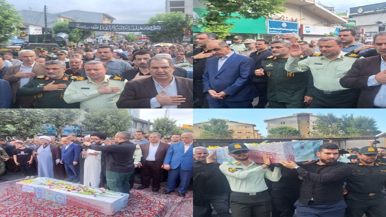 بدرقه باشکوه پیکر شهید مدافع امنیت در صومعه‌سرا با حضور استاندار گیلان