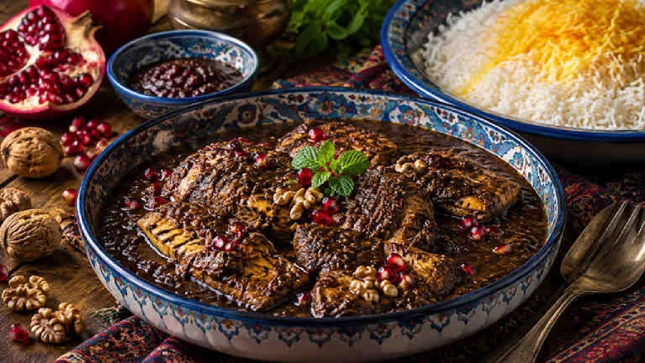 ماهی فسنجان؛ میراث خوش‌طعم سفره‌های شمالی با سس انار و گردوی براق
