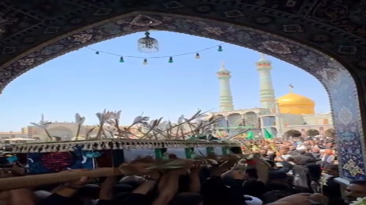 سوگ ۲۸ صفر در قم؛ آستان بانوی کرامت سیاهپوش عزای پیامبر رحمت و کریم اهل بیت (ع) شد