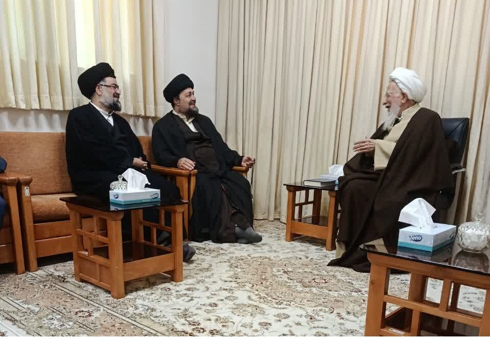 سیدحسن خمینی در بیت آیت‌الله جوادی آملی
