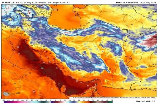 هشدار هواشناسی: کاهش محسوس دما و بارش‌های رگباری در شمال‌غرب کشور از روز جمعه