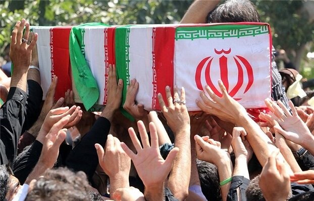 مراسم وداع با پیکر مدافع امنیتی که در حمله تروریستی تهران به شهادت رسید