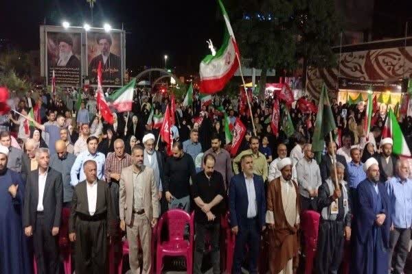 تجمع مردم سنندج در میدان آزادی؛ نماد همبستگی و حمایت از ایران اسلامی